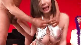 Bigtitted asian mom takes on three dicks