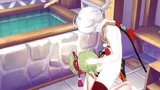 Genshin Impact Hentai - Kazuha x Kuki Shinobu Blowjob and Fucked with creampie - Japanese Asian Manga Anime Game Porn
